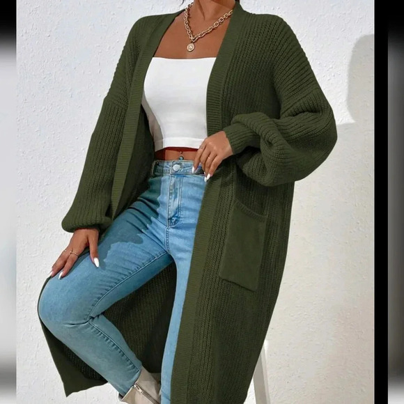 Solid Color Simple Long Sleeve Cardigan - Picture 4 of 5